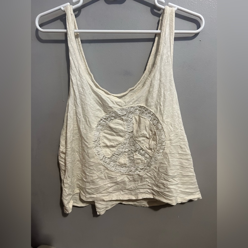 XL white AE peace sign tank